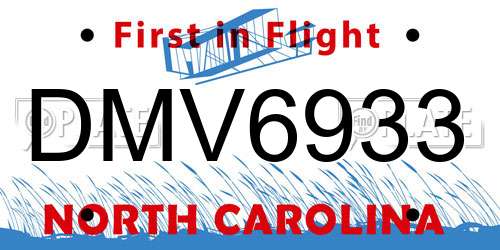 DMV6933 North Carolina License Plate