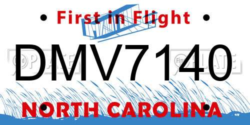 DMV7140 North Carolina License Plate