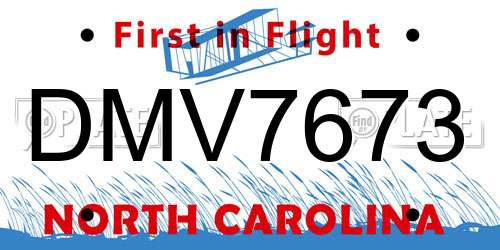 DMV7673 North Carolina License Plate