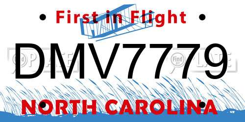 DMV7779 North Carolina License Plate