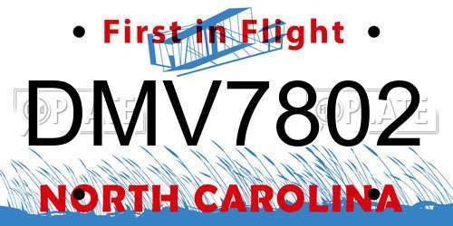 DMV7802 North Carolina License Plate