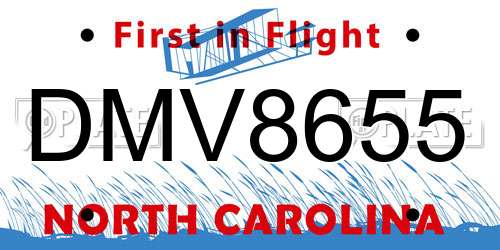 DMV8655 North Carolina License Plate