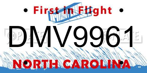 DMV9961 North Carolina License Plate