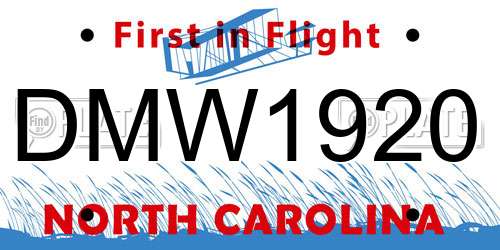 DMW1920 North Carolina License Plate