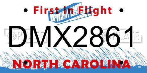 DMX2861 North Carolina License Plate