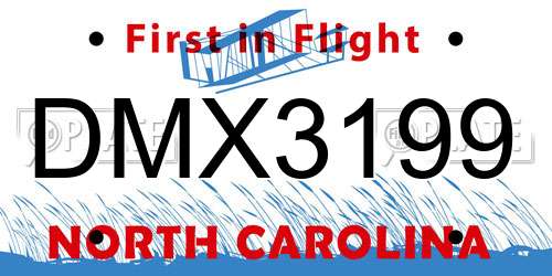 DMX3199 North Carolina License Plate