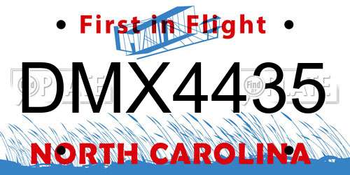 DMX4435 North Carolina License Plate