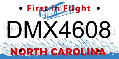 DMX4608 North Carolina License Plate