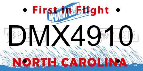 DMX4910 North Carolina License Plate