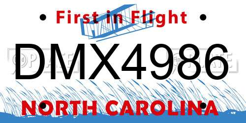 DMX4986 North Carolina License Plate