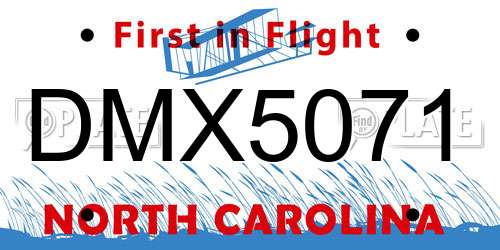 DMX5071 North Carolina License Plate