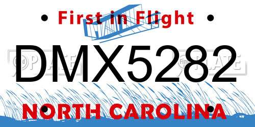 DMX5282 North Carolina License Plate