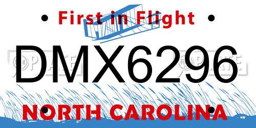 DMX6296 North Carolina License Plate