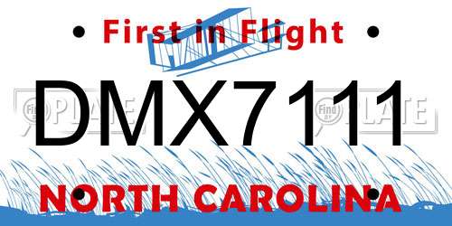 DMX7111 North Carolina License Plate