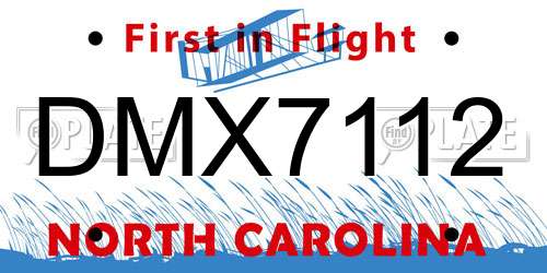 DMX7112 North Carolina License Plate