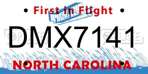 DMX7141 North Carolina License Plate
