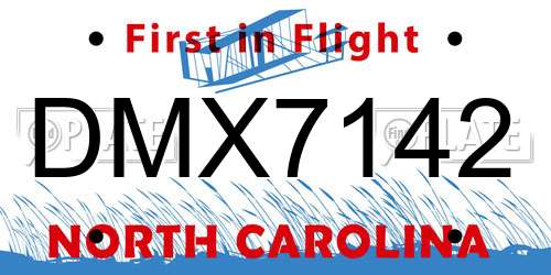 DMX7142 North Carolina License Plate