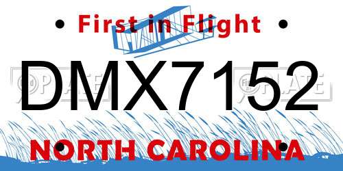 DMX7152 North Carolina License Plate