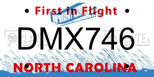 DMX746 North Carolina License Plate