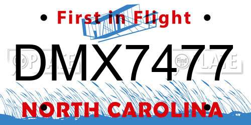 DMX7477 North Carolina License Plate