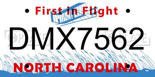 DMX7562 North Carolina License Plate