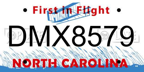 DMX8579 North Carolina License Plate