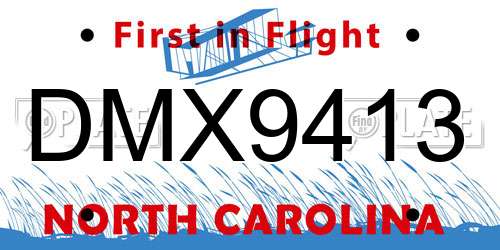 DMX9413 North Carolina License Plate