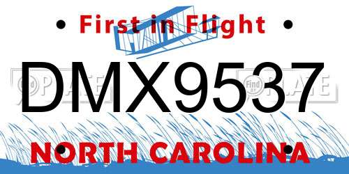 DMX9537 North Carolina License Plate
