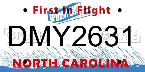 DMY2631 North Carolina License Plate
