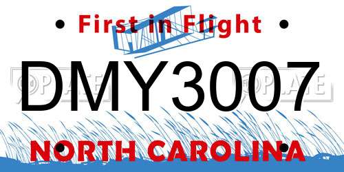 DMY3007 North Carolina License Plate
