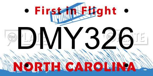 DMY326 North Carolina License Plate
