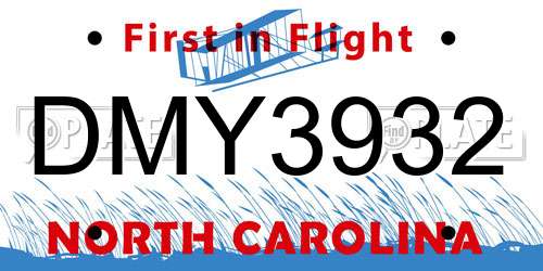 DMY3932 North Carolina License Plate