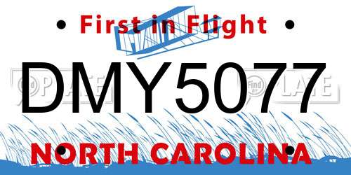 DMY5077 North Carolina License Plate