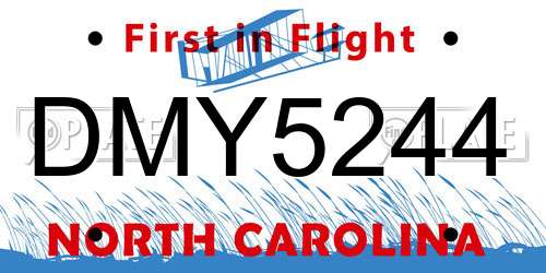 DMY5244 North Carolina License Plate