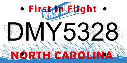 DMY5328 North Carolina License Plate