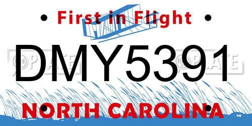 DMY5391 North Carolina License Plate