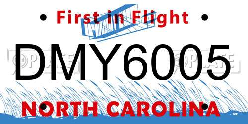 DMY6005 North Carolina License Plate