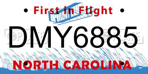 DMY6885 North Carolina License Plate