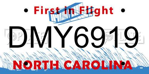 DMY6919 North Carolina License Plate