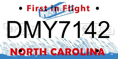 DMY7142 North Carolina License Plate