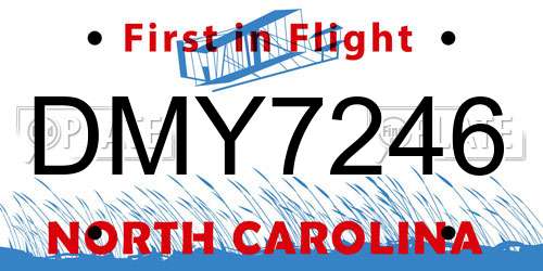 DMY7246 North Carolina License Plate