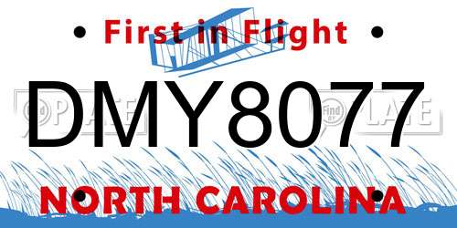 DMY8077 North Carolina License Plate