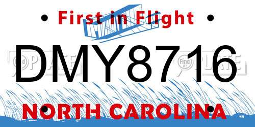 DMY8716 North Carolina License Plate