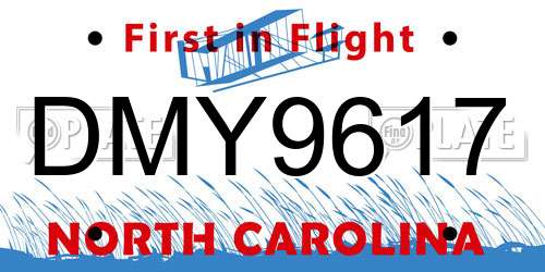 DMY9617 North Carolina License Plate