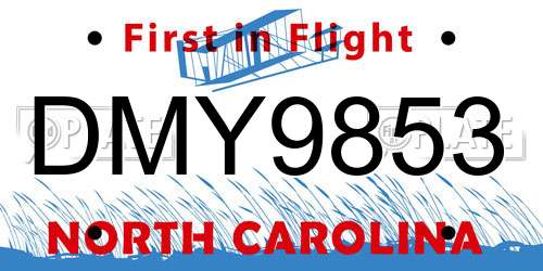 DMY9853 North Carolina License Plate