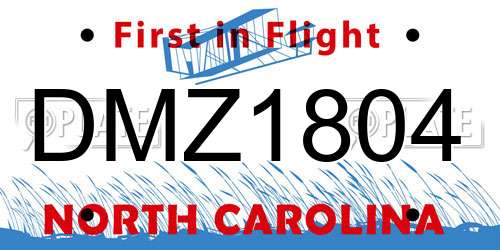 DMZ1804 North Carolina License Plate