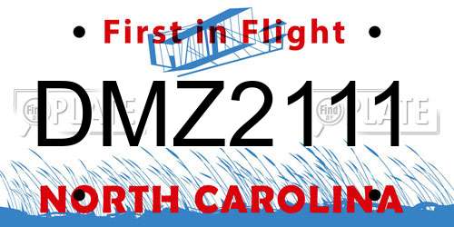 DMZ2111 North Carolina License Plate