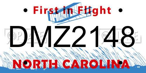 DMZ2148 North Carolina License Plate