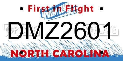 DMZ2601 North Carolina License Plate