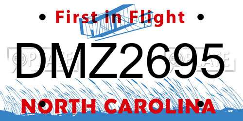 DMZ2695 North Carolina License Plate